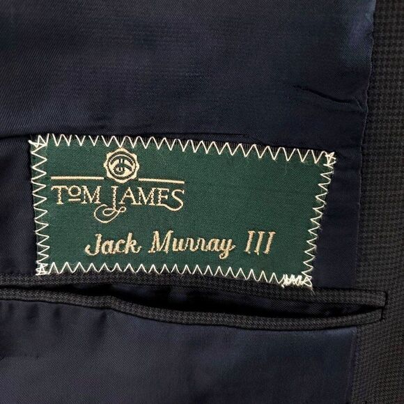Tom James Bespoke 2 Button Blazer 46L Black Blue Black Check‎ - Picture 7 of 11